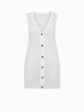Cutout Button V-Neck Sweater Dress